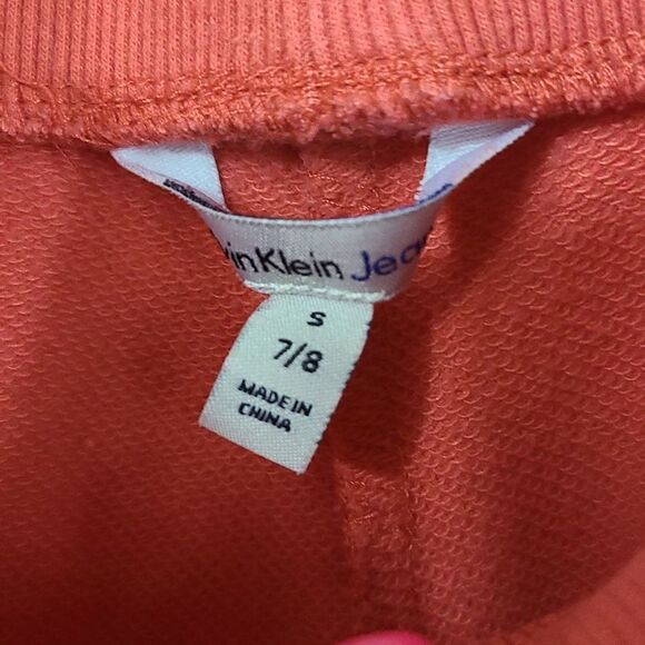 Calvin Klein Jeans 2pc Girls French Terry Sweatshirt & Jogger Pants Orange S 7/8 - Picture 14 of 15